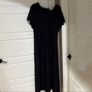 Elegant Black Maxi Dress with Flutter Sleeves
